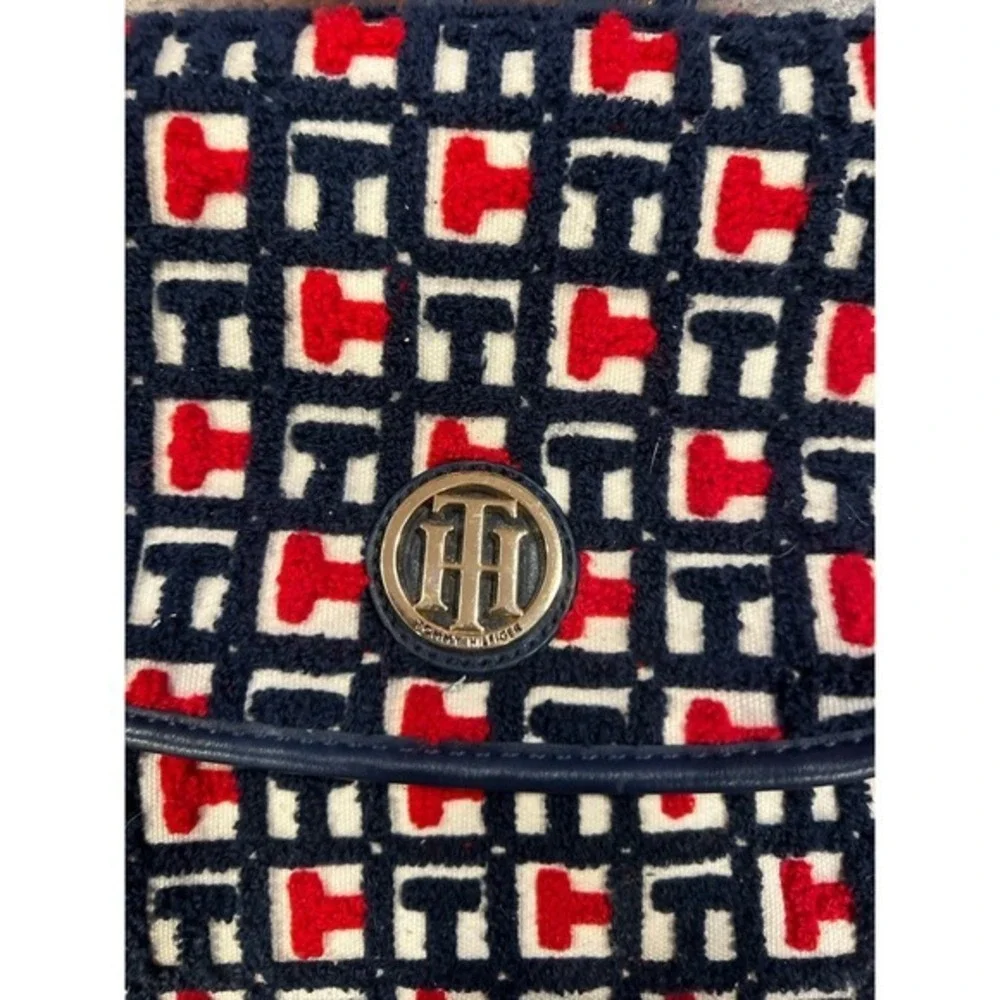Tommy Hilfiger Chenille Backpack Y2K Logo Red Blue Cream Monogram Logo Bag purse